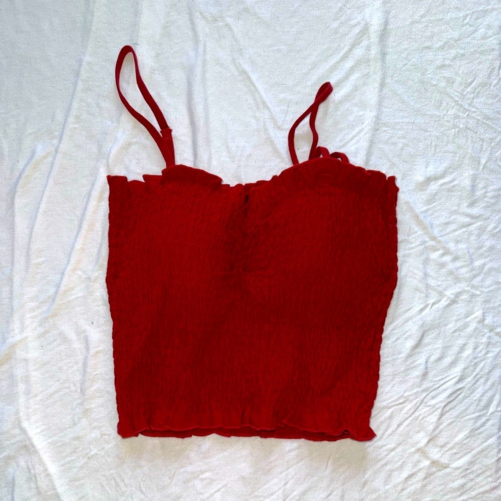 Red crop tank top